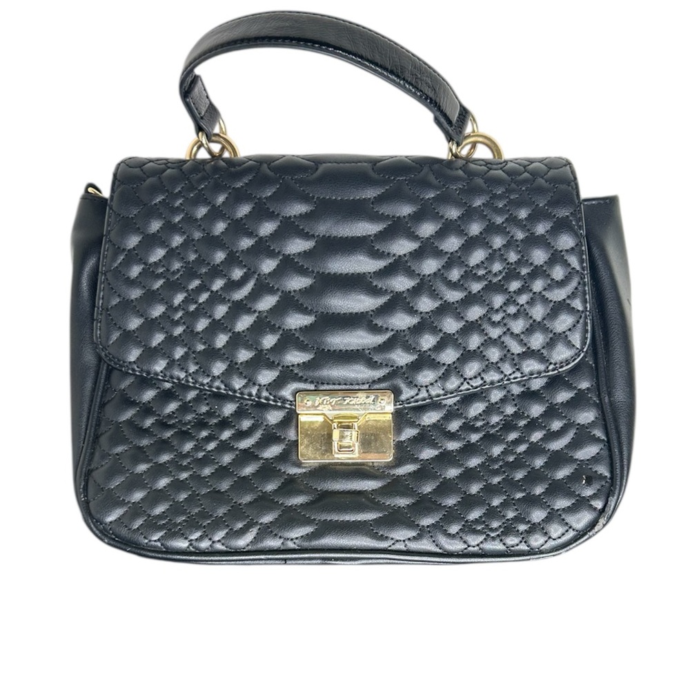 Betsey Johnson Black Faux Leather Satchel